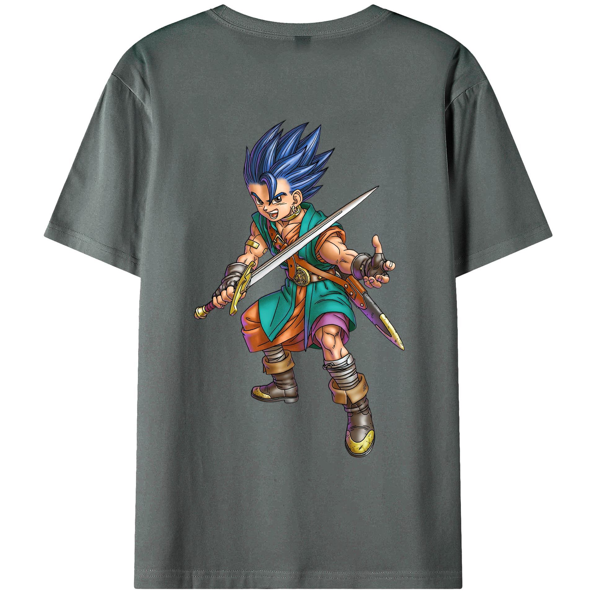 （画像用） ドラゴンクエスト Doragon Kuesuto Dragon Quest 綿100％ メンズ半袖Tシャツ（バックプリント） 通気性